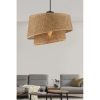 Elegáns bézs csillár fém testtel és szövet sapkával, 32x32 cm, magasság 65 cm | CE minősítésű, E27 aljzat, max 60W | Tökéletes a modern lakberendezéshez