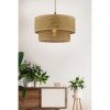Elegáns bézs csillár, fém test, pamut sapka (30x30 cm, magasság: 20 cm), teljes magasság: 65 cm, E27 foglalat, CE minősítés | Modern terekbe tökéletes