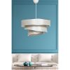 Elegáns csillár pamut sapkával (40x40 cm), bézs és ezüst | 72 cm Magasság, CE minősítés, E27 Max 40W | Tökéletes skandináv és vidéki dekorációhoz