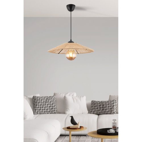 Elegáns teve színű csillár, fém test Jutasapkával, 40x40 cm, 55 cm magasság, CE minősítésű, állítható kábel, E27 aljzat, Max 40W | Modern terekbe tökéletes
