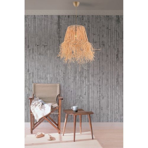 Elegáns fémcsillár Raffia sapkával, 30x20 cm | Állítható magasság 70 cm | CE-tanúsítvány, E27 aljzat, natúr szín | Modern terekbe tökéletes