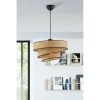 Elegáns fém csillár pamut sapkával, bézs és fekete, 72 cm magasság | CE minősítésű, E27 foglalat, 40x40 cm kupak | Tökéletes a modern lakberendezéshez