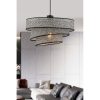 Stílusos fém csillár, szürke és fekete, 72 cm magasság | CE tanúsítvánnyal rendelkező, E27 aljzat (max. 60 W) | Elegáns pamut sapka (40x40 cm, 20 cm magas) modern terekbe