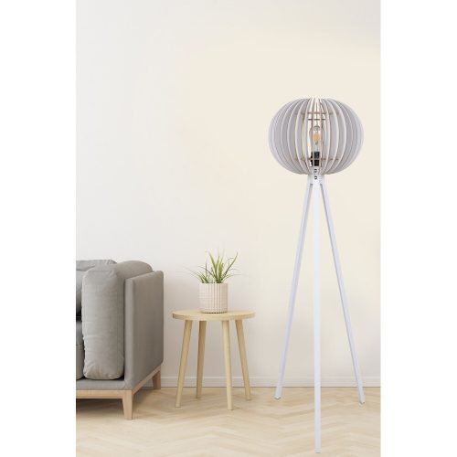 Skandináv állólámpa, fehér MDF ház, 145 cm magas, 33 cm sapka, E27 aljzat, 40 W Max, CE minősítésű, stílusos és funkcionális világítás modern terekbe