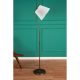 Elegáns fehér állólámpa, 165 cm magas, fém ház pamut kupakkal (18 cm hosszú, 24 cm mély) | CE minősítésű, E27 aljzat, max 40W | Modern dekorációhoz tökéletes