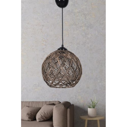 Elegáns csillár műanyag testtel, bézs és fekete, 22 x 20 x 18 cm | E27 aljzat, max 40W | Tökéletes modern lakóterekbe és étkezőkbe