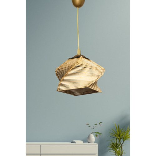 Elegáns Bohemian csillár, krémszínű, 20 cm átmérő x 75 cm magasság | Műanyag ház, E27 aljzat, max 40W | Rusztikus skandináv design lakberendezéshez