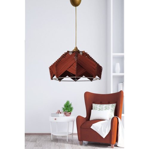 Stílusos csempepiros csillár, 20 cm magasság x 35 cm szélesség, E27 aljzat max. 40 W, tartós műanyag ház, pamut sapka, állítható kábel 60 cm | Modern dekorációhoz tökéletes