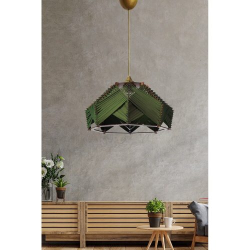 Stílusos Khaki csillár, 20 cm magas, 35 cm szélesség, E27 foglalat, Max 40W | Tartós műanyag test és pamut sapka | Tökéletes a modern lakberendezéshez