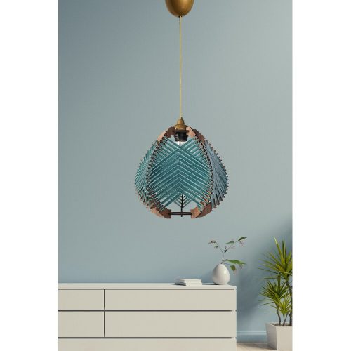Elegáns kék csillár, 30 cm magasság, 25 cm szélesség, E27 aljzat, max 40 W, műanyag ház, pamut sapka, állítható kábel (70 cm) | Modern dekorációhoz tökéletes