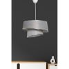 Elegáns szürke és ezüst csillár, 20 cm magas, 32 cm szélesség, E27 Max 40W | Stílusos műanyag test és szövet sapka | Tökéletes a modern lakberendezéshez