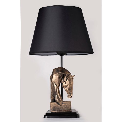 Modern asztali lámpa fém házzal és szövet sapkával, 24 cm átmérő, 50 cm magasság | E27 aljzat, max 40W | Régi és fekete, tökéletes újdonság és vidéki dekorációhoz