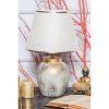 Elegáns fém asztali lámpa szövet sapkával, krém és arany, 18 cm szélesség, 47 cm magasság, E27 foglalat max. 40 W | Tökéletes modern lakberendezéshez és világításhoz