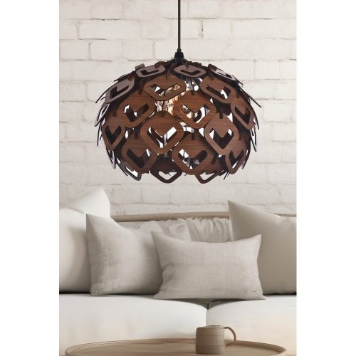 Elegáns diófa csillár, MDF ház, 67 cm magas, állítható kábel, E27 aljzat (max. 40W) | Stílusos világítás modern otthonokba és irodákba
