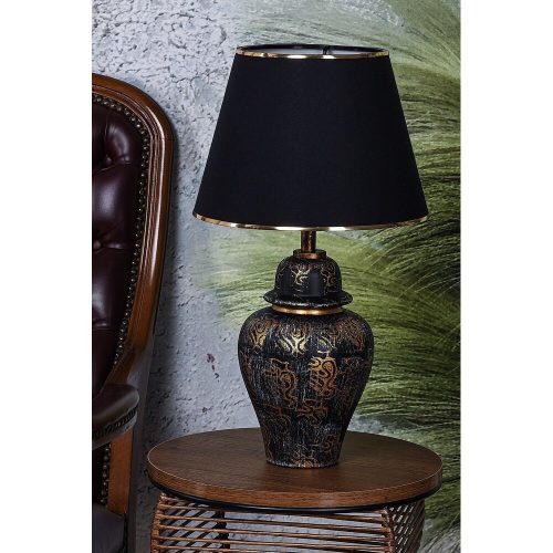 Elegáns fém asztali lámpa, arany és fekete, 20 cm szélesség, 54 cm magasság, E27 foglalat Max 40W | Stílusos világítás modern lakberendezéshez és irodákba