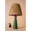 Elegáns kerámia asztali lámpa, zöld és barna, 24 cm szélesség x 46 cm magasság | E27 aljzat, max 40W | Stílusos világítás otthoni és irodai dekorációhoz