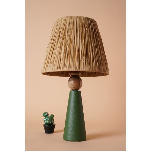 Elegáns kerámia asztali lámpa, zöld és barna, 24 cm szélesség x 46 cm magasság | E27 aljzat, max 40W | Stílusos világítás otthoni és irodai dekorációhoz