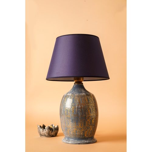 Elegáns kerámia asztali lámpa, kék és arany, 30 cm szélesség x 55 cm magasság | E27 aljzat, max 40W | Stílusos világítás lakberendezéshez és modern terekhez