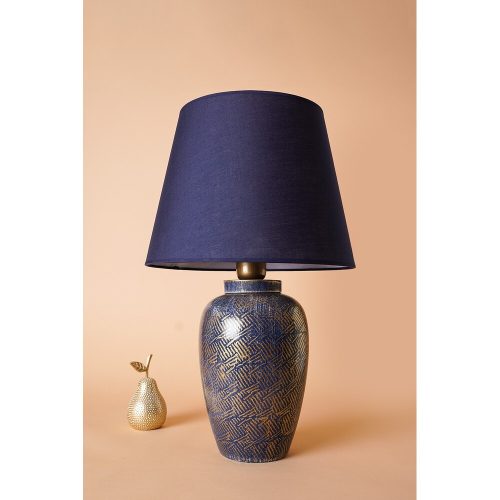 Elegáns kerámia asztali lámpa, kék és arany, 32 cm szélesség x 53 cm magasság | E27 aljzat, max 40W | Stílusos világítás otthoni és irodai dekorációhoz