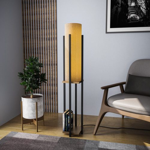 Elegáns állólámpa fém házzal, fekete és arany, 130 cm magasság | E27 Aljzat, 40W Max, 200 cm Kábel | Stílusos világítás a modern lakberendezéshez