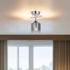 Elegáns krómcsillár, fém test, Ø10 cm üvegkupak, 27 cm magasság, E27 foglalat (max. 40 W) | Stílusos világítás modern terekhez, IP20 besorolású