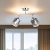 Elegáns krómcsillár, fém test, Ø10 cm üvegkupak, 30 cm magasság, 2 x E27 foglalat (max. 40 W) | Stílusos világítás modern terekhez, IP20 besorolású