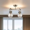 Antikvár fém csillár, Ø14 cm Üvegkupak, 35 cm Magasság | 2 x E27 aljzat, max 40W | Elegáns világítás otthoni és irodai használatra, stílusos design
