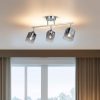 Elegáns krómcsillár, fém test, Ø10 cm üvegkupak, 31 cm magasság, 3 x E27 foglalat (max. 40 W) | Stílusos világítás modern terekhez, IP20 besorolású