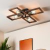 Elegáns fém csillár fa kupakkal, antik és fekete felülettel, 12 cm magas, 4 x E27 foglalat (max. 40 W) | Stílusos világítás modern terekbe