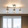 Antikvár fém csillár, Ø14 cm Üvegkupak, 35 cm Magasság | 3 db E27 aljzat, max 40W | Elegáns világítás otthoni és irodai használatra, stílusos design