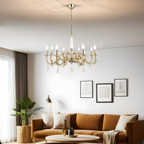 Antikvár fém csillár, állítható magasságú 54-92 cm, 8 x E14 aljzat (max. 40 W), 10x10x5 cm alaplap | Elegáns világítás otthoni és irodai dekorációhoz