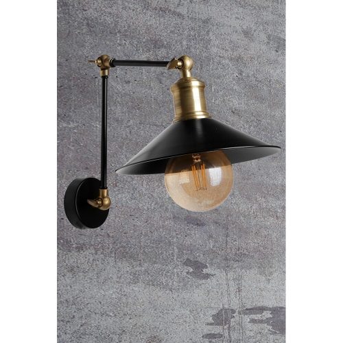 Modern fali lámpa, fekete fém ház, 23 cm átmérő, 30 cm magasság | E27 aljzat, max 40W, IP20 | Stílusos skandináv dizájn otthonra és irodára
