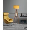 Elegáns állólámpa fenyőházzal és szövet sapkával, 153 cm magasság | Fapolc (26x26 cm) | Stílusos barna és mustáros dizájn, tökéletes otthoni dekorációhoz
