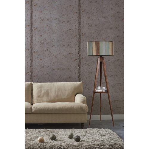 Elegáns skandináv állólámpa, 153 cm magas, 100% fenyőfa keret, 24 cm szövet sapka, E27 foglalat, absztrakt virágmintás | Tökéletes modern lakóterekbe