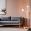 Elegáns állólámpa fém házzal és üvegkupakkal, 165 cm magas, arany-fehér kivitelben | E27 aljzat, max 40W | Stílusos világítás modern terekbe