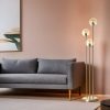 Elegáns borostyánsárga állólámpa, fém ház, 150 cm magas, 30 cm üvegkupak, E27 aljzat, max 40 W, kábelbe kapcsolható kapcsoló, IP20 | Modern dekorációhoz tökéletes