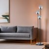Stílusos állólámpa fém házzal és üvegkupakkal, 150 cm magas, 30 cm átmérőjű | E27 aljzat, max 40 W, fekete és füst színek | Modern dekorációhoz tökéletes