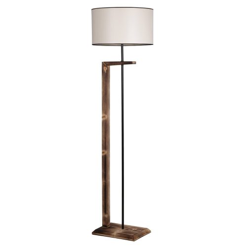 Skandináv állólámpa, 163 cm magas, barna és krémszínű, 100% fenyőfa keret, szövet sapka (24 cm), E27 foglalat, stílusos és funkcionális világítás otthoni dekorációhoz
