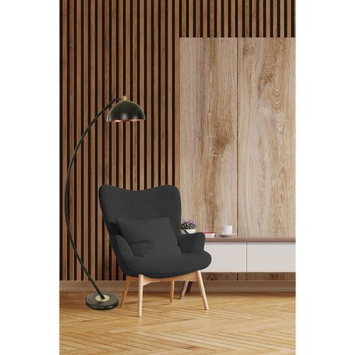 Modern fekete állólámpa, állítható magasság 170 cm, fém ház, elektrosztatikus sütőben szárított festékkel, E27 foglalat, skandináv design otthonra és irodára