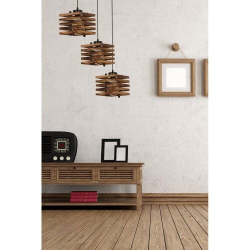 Rusztikus fa csillár, 30 cm átmérő, 70 cm magasság | Állítható magasságú, E27 aljzat, max 40W | Elegáns barna dizájn a délnyugati és vidéki dekorációhoz
