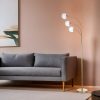 Elegáns állólámpa fém házzal és üvegkupakkal, 170 cm magas, 30 cm átmérőjű, arany-fehér kivitel | E27 aljzat, max 40 W, beépített kábel kapcsoló, IP20