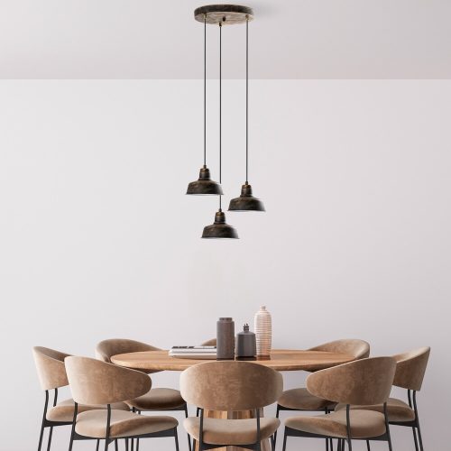 Elegáns antik csillár, fém test, 45 cm átmérő, állítható magasság 75-108 cm, 3 x E27 foglalat, tökéletes modern terekbe, izzó nem tartozék
