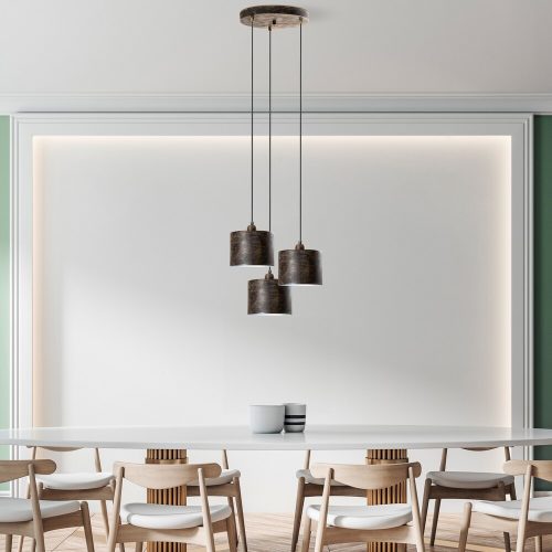 Elegáns, állítható csillár, antik bevonat, 45 cm átmérőjű | Fém ház, 3 x E27 foglalat, magasság 75-110 cm | Tökéletes étkező- és lakóterekbe