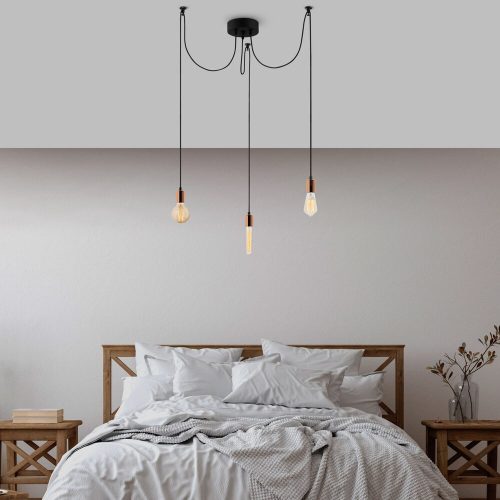 Modern réz csillár, 96 x 96 cm, állítható magasságú, 3 x E27 Max 40W | Stílusos fém test, IP20 | Tökéletes kortárs lakóterek számára