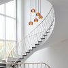 Modern réz csillár, 48 cm átmérő, 108 cm magasság | Fém ház, 5 x E27 aljzatok | Elegáns skandináv dizájn elbűvölő terekhez