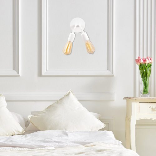 Modern fehér fali lámpa, fém ház, 14 cm átmérő, 20 cm magasság | 2 x E27 Max 40W, IP20 | Stílusos és funkcionális világítás bármely helyiségbe