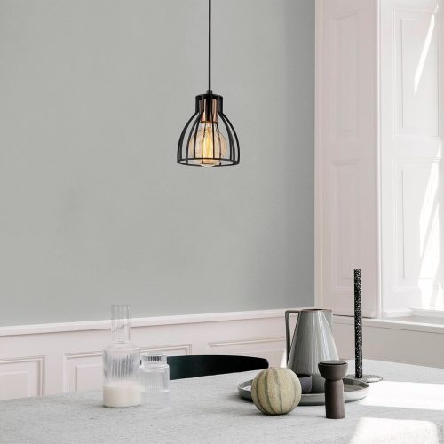Ipari fekete csillár, 15 cm átmérő, 108 cm magasság | Vastest, E27 aljzat, 40W Max | Stílusos világítás modern terekhez, IP20 besorolású