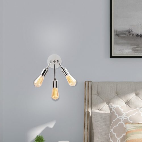 Modern króm fali lámpa, 22 cm átmérő, 28 cm magasság | Vastest, 3 x E27 aljzat, IP20 | Elegáns ezüst dizájn kortárs terekhez