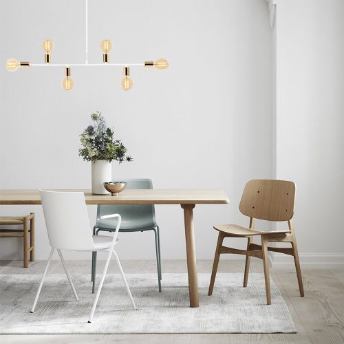 Modern fehér csillár, 94 cm átmérő, 61 cm magasság | Fém ház, E27 aljzat, max 40W | Elegáns világítás otthoni és irodai dekorációhoz