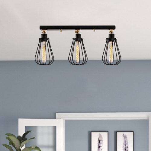 Ipari fekete csillár, fém test, 66 cm átmérő, 29 cm magasság | E27 aljzat, max 40W | Stílusos világítás modern terekhez, IP20 besorolású